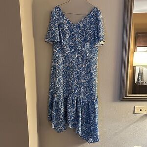 NWT Asymmetrical Blue Floral Dress
